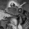Jesus being eaten by dinosaur