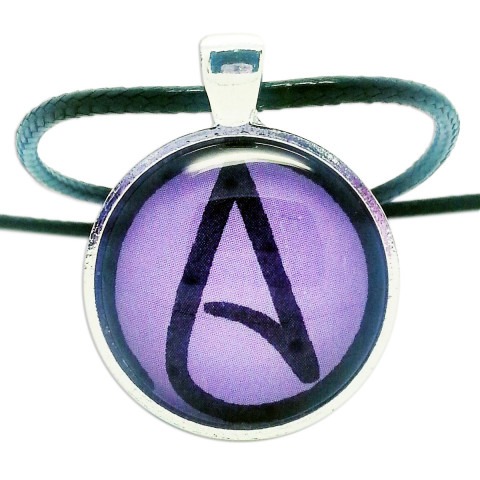 Atheist Logo, Purple Pendant Necklace