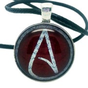 White and Red Atheist Logo, Pendant Necklace