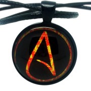 Atheist Logo, Black and Orange Pendant Necklace