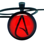 Atheist Logo, Red and Black Pendant Necklace