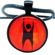 Humanist Logo, Black and Orange Pendant Necklace